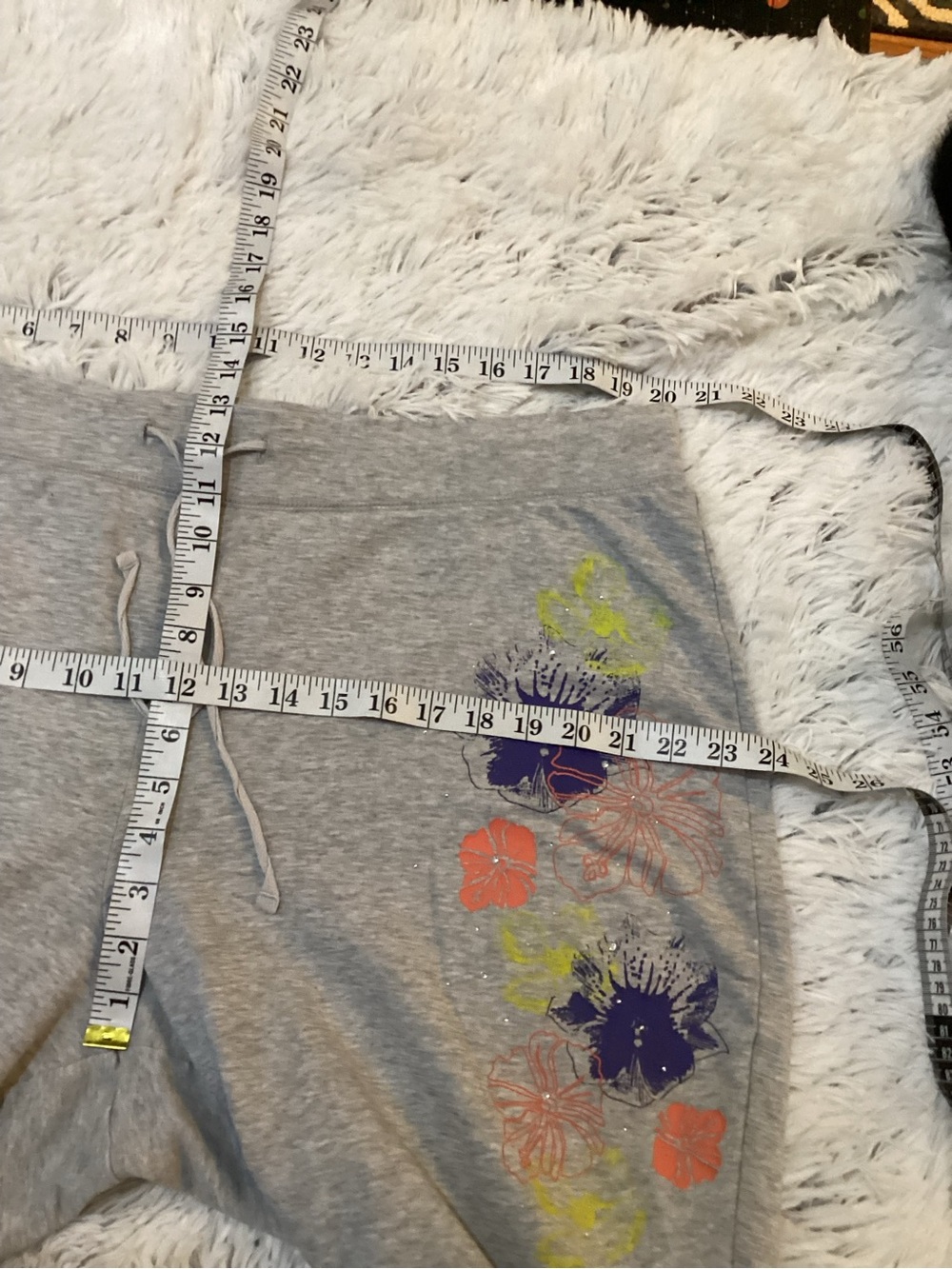 Lane Bryant 18/20 Gray Floral Capri Lounge Pants Drawstring Plus Size - Picture 9 of 13